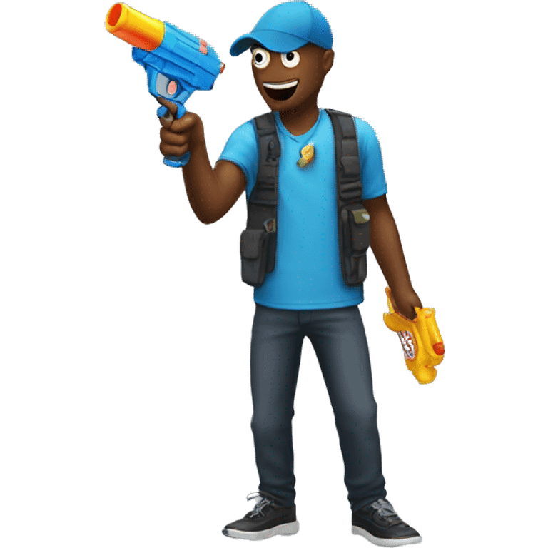 Default emoji pointing a water gun at him self emoji