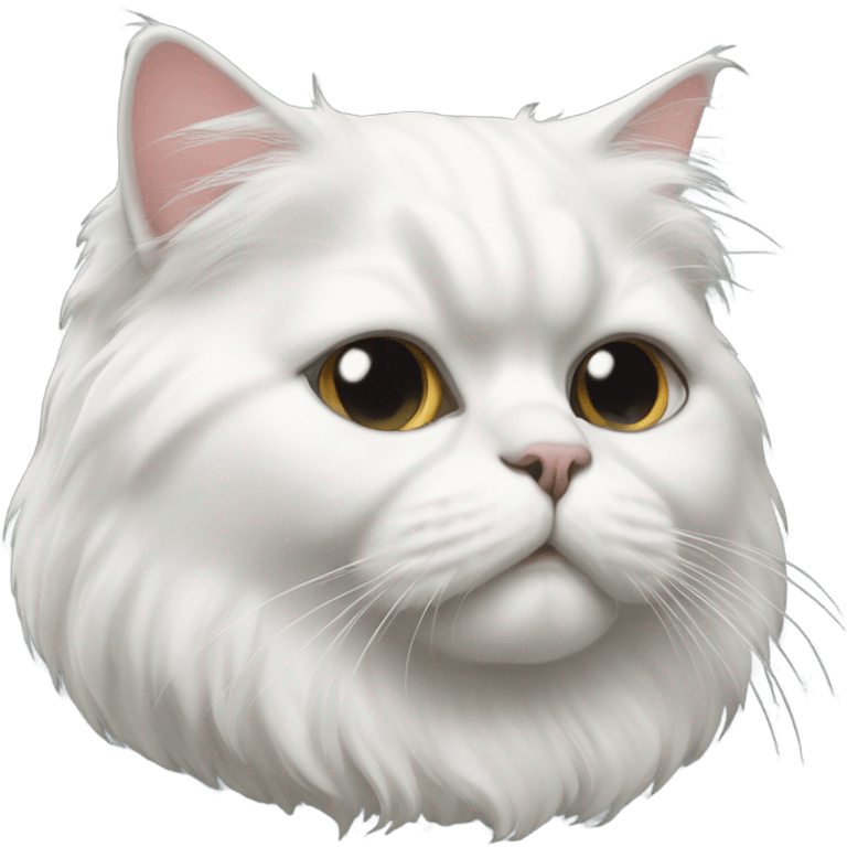 White Persian cat face in profile emoji