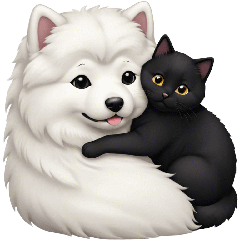 samoyed hug black british cat emoji