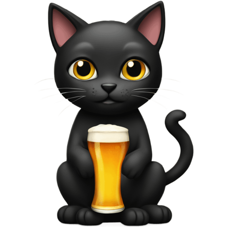 Black cat holding beer emoji