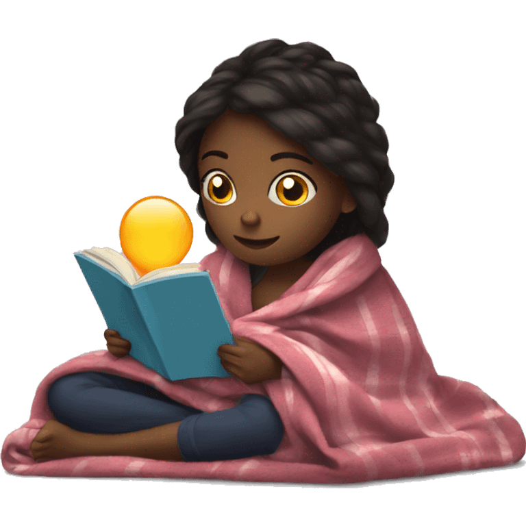 girl reading kindle with blanket emoji