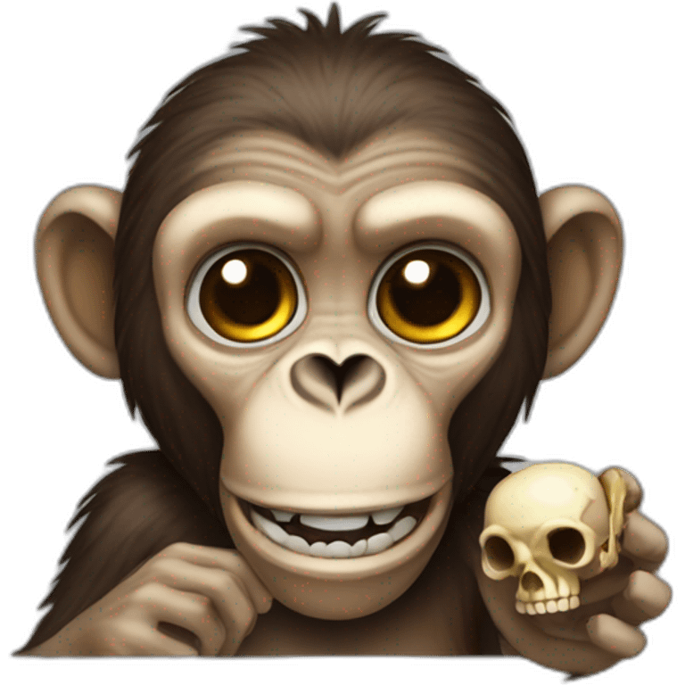 A monkey with a skull in the hand emoji