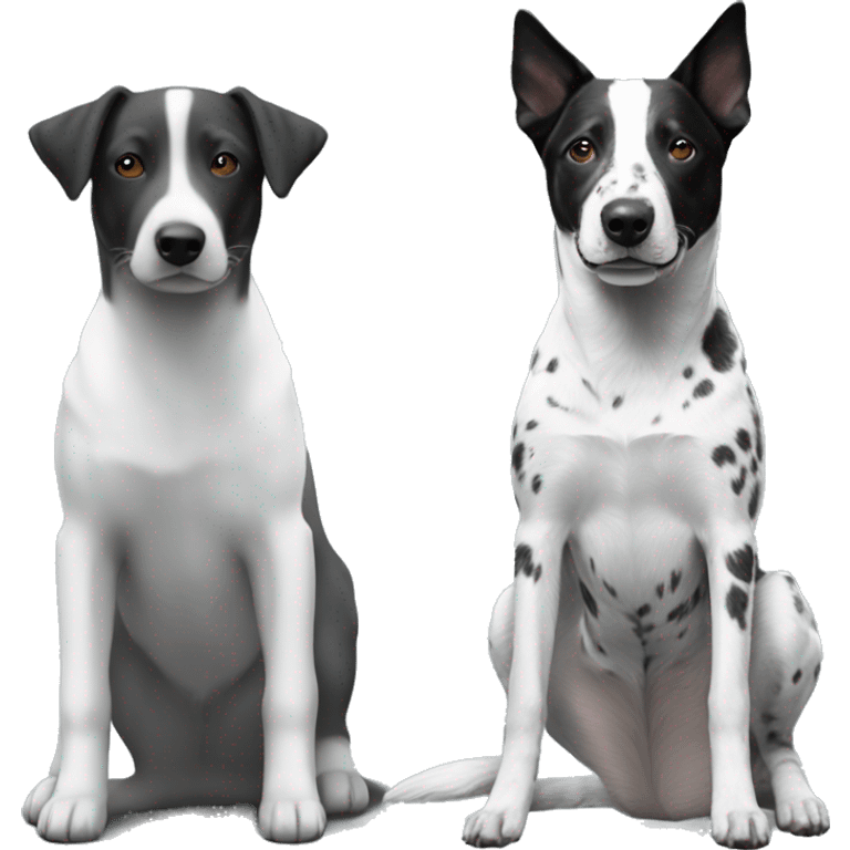 Blue heeler and pointer with floppy ears black and white emoji