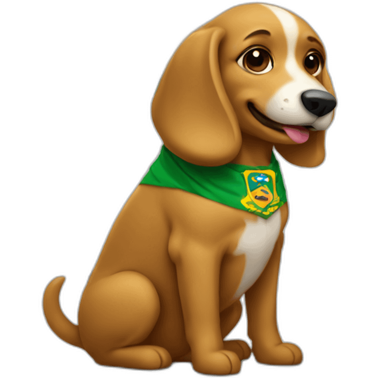 a caramel dog holding a brazilian flag emoji