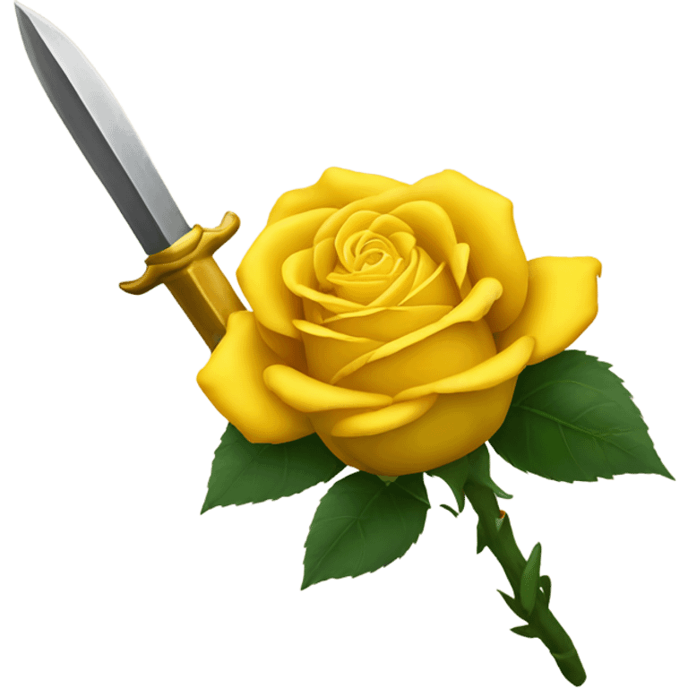 yellow roses with dagger emoji