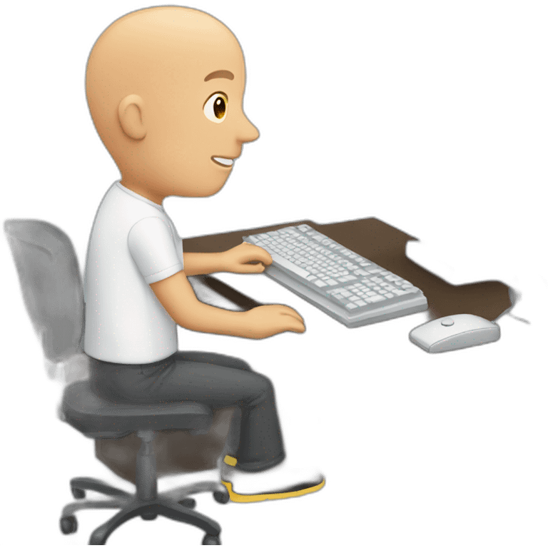 bald man typing on computer  emoji