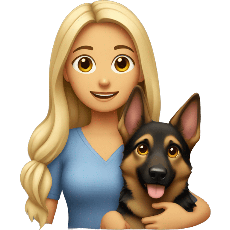 Girl holding German shepherd dog emoji