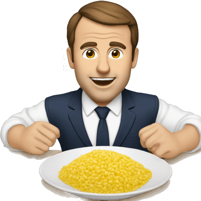 Macron qui mange du riz emoji