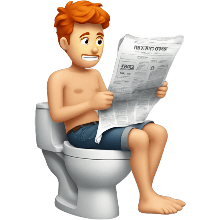 Red headed man sitting on the toilet reading the paper emoji