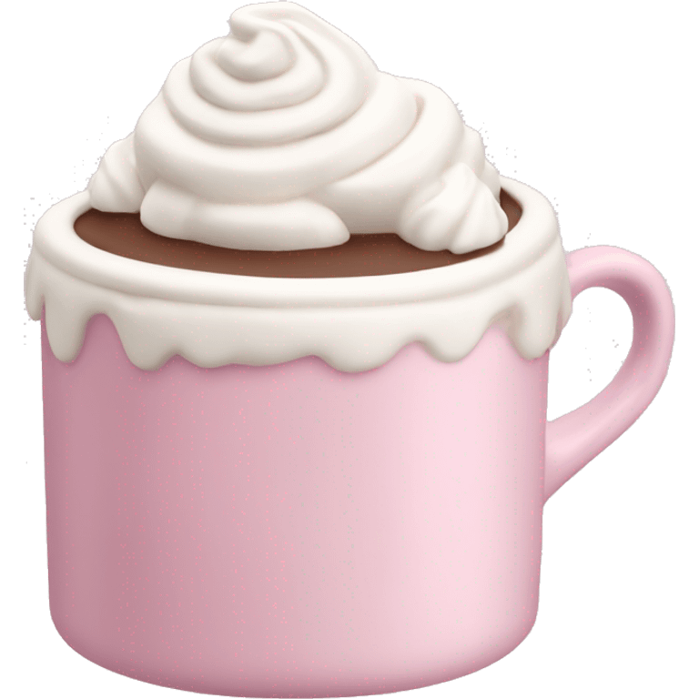 Hot chocolate topped with whipped cream in a pale pink cup emoji