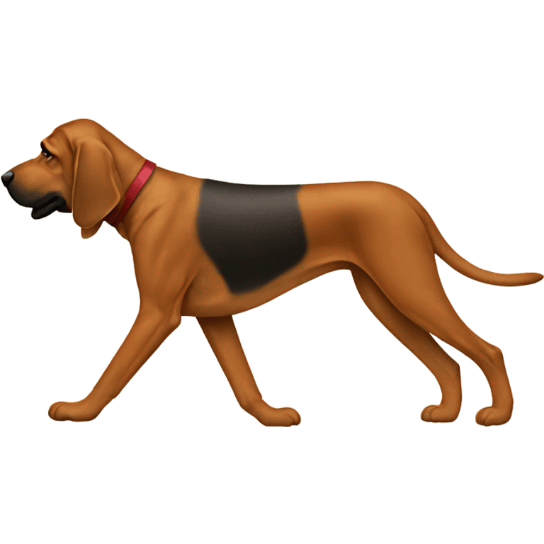 A bloodhound walking a human emoji