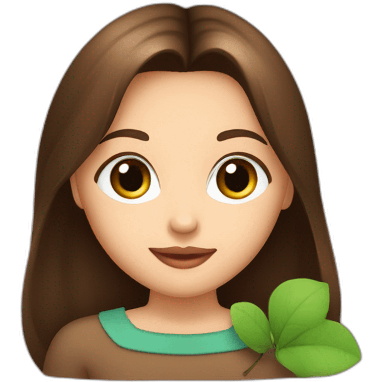 Fille de brune belle nez rond bouche en cœur yeux marron vert en amande emoji