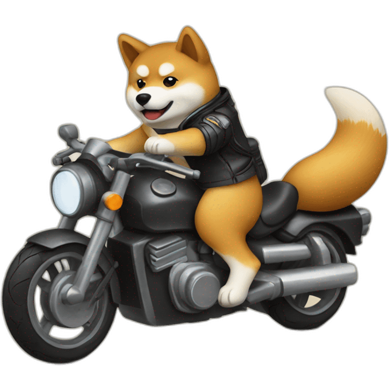 shiba inu driving a motobike emoji