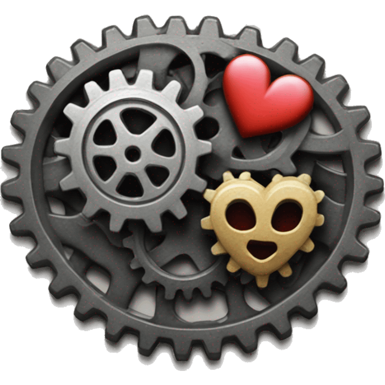 hearts 💕 on gears ⚙️ emoji