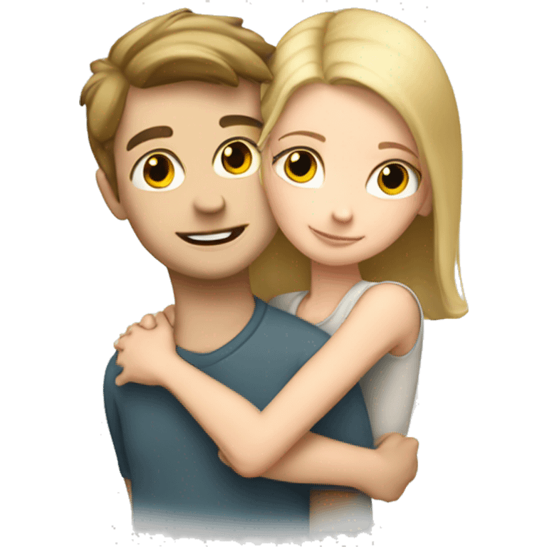 White boy and white girl hugging emoji