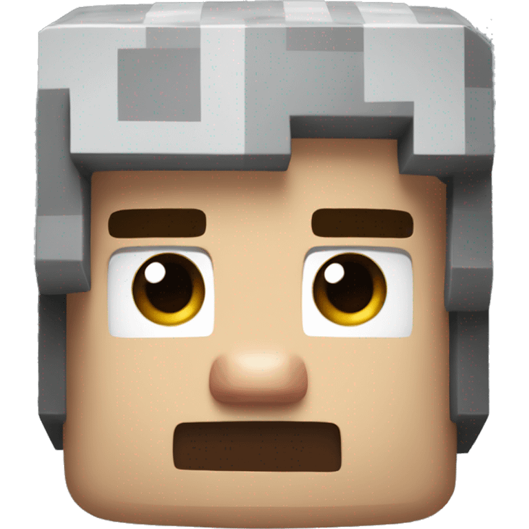 Minecraft's Steve's head with an slightly frowning face emoji