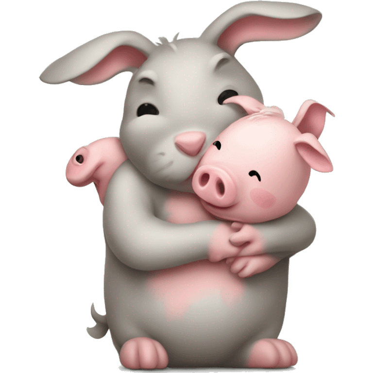 Bunny Hugging a pig emoji