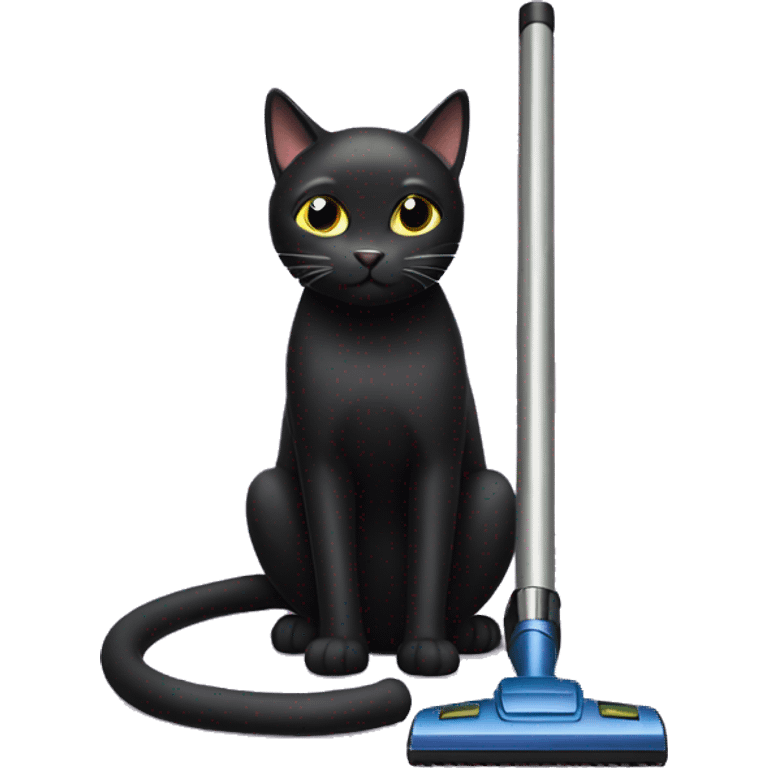 Black cat with vacuum  emoji