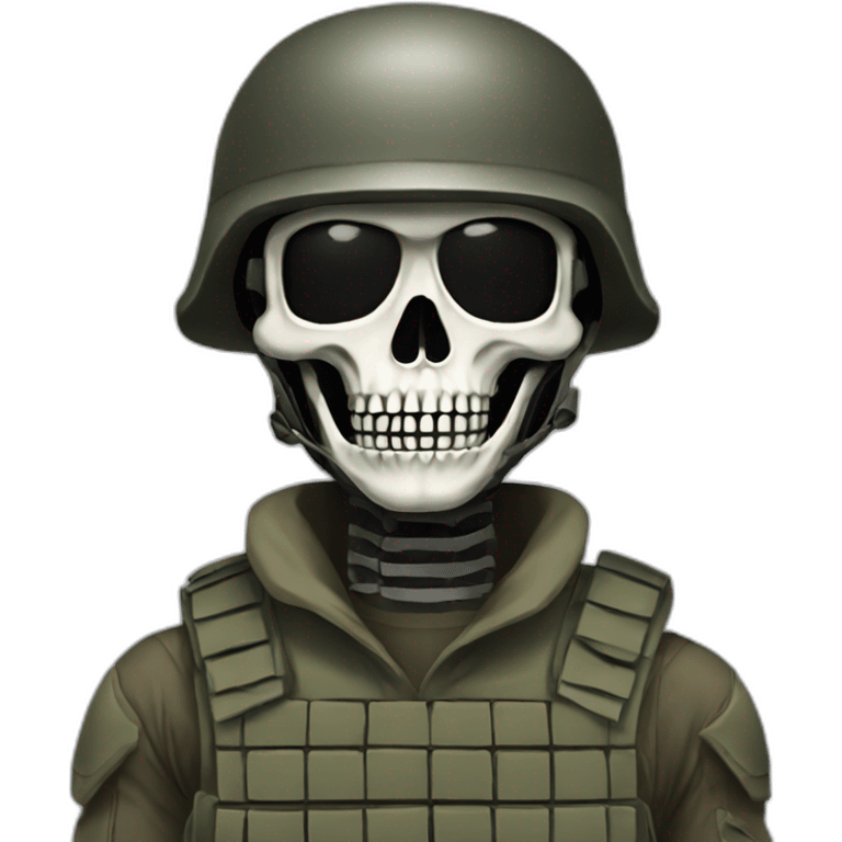 Military soldier with skeleton mask With black military gear emoji