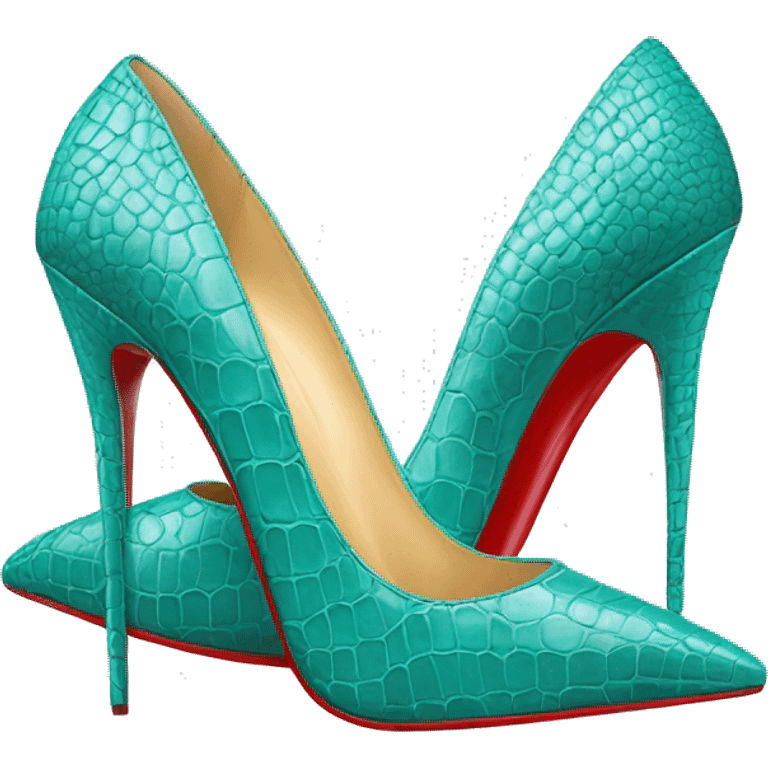 Louboutin turquoise crocodile stiletto emoji