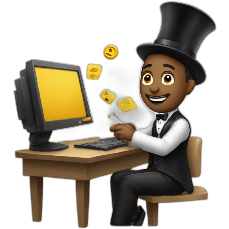 magician working on his desktop emoji