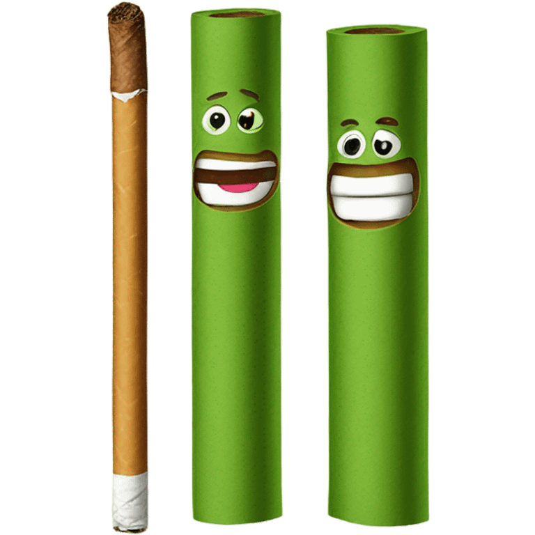 Cigarro verde enrollado en papel acartonado emoji