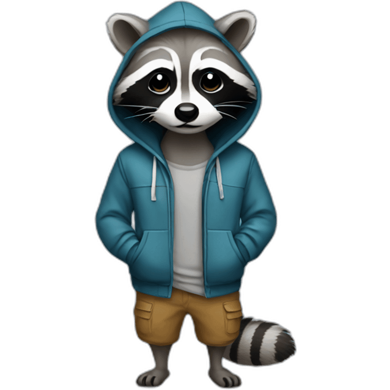 Raccoon wearing a hoodie emoji