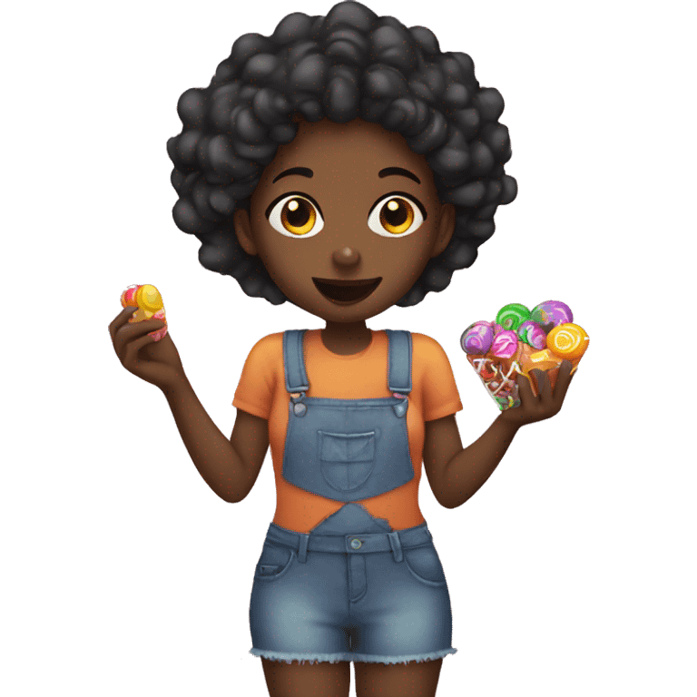 black girl eating candy emoji