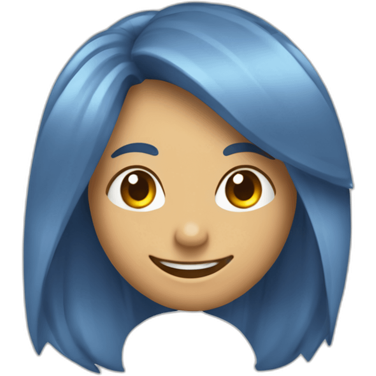 cara cuadra como de carton color celeste y sonriente con audifonoes emoji