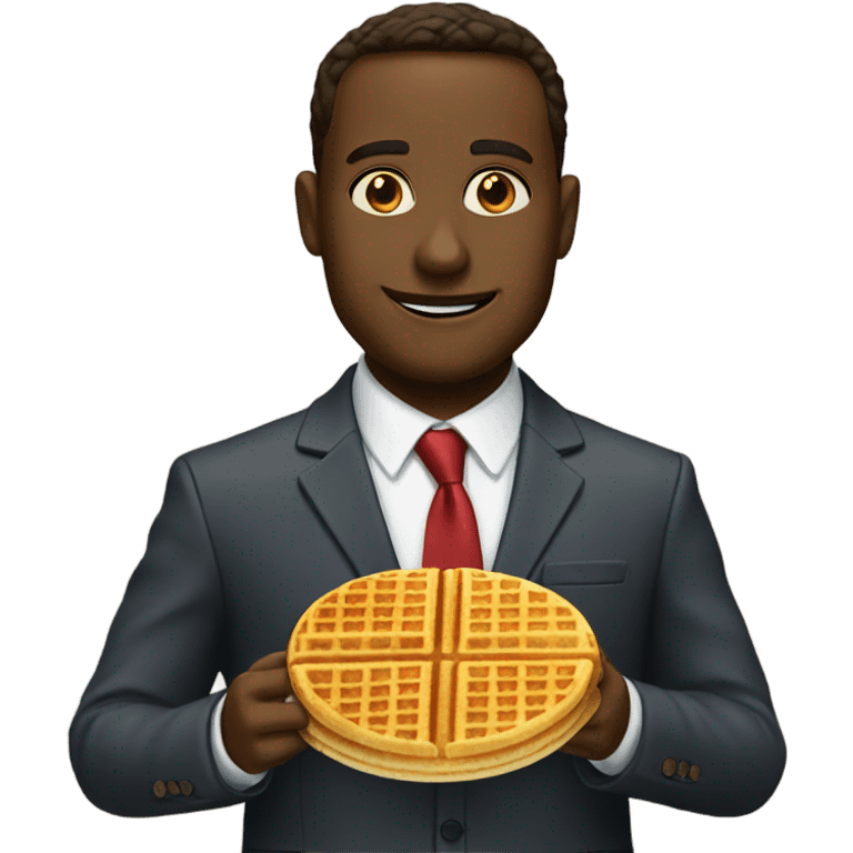 Waffle wearing a suit emoji