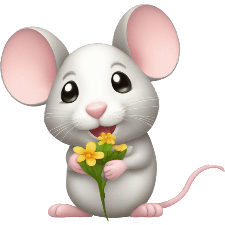 Mouse with a flower in the head emoji