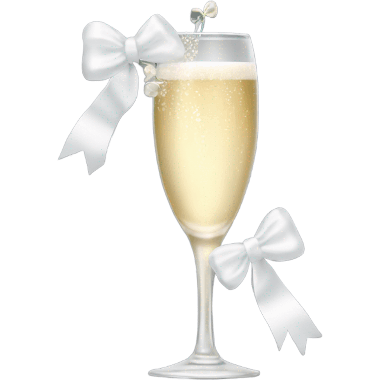 Champagne glass with white bridal bow on stem emoji