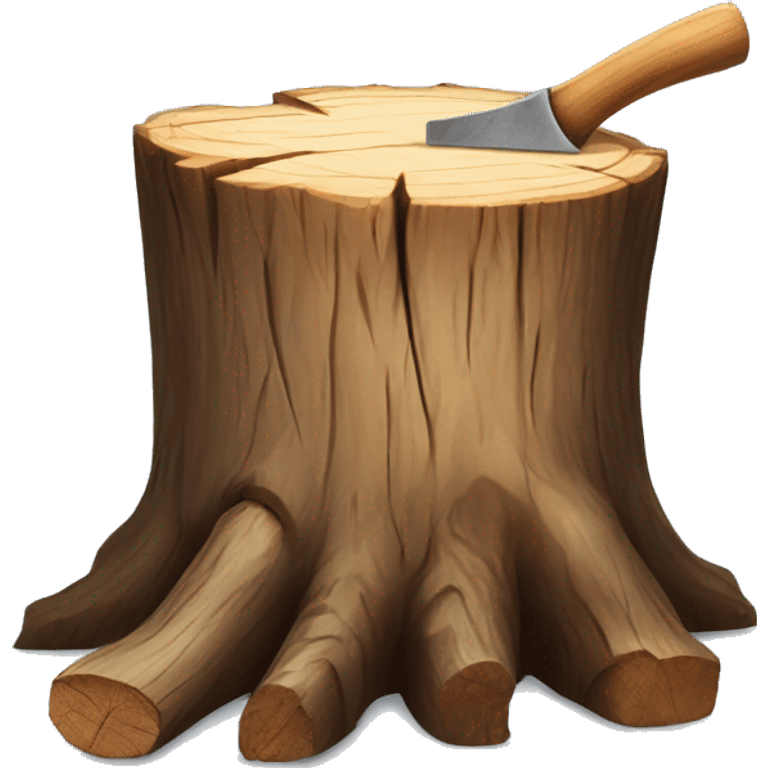 wood stump with axe cutting into it emoji