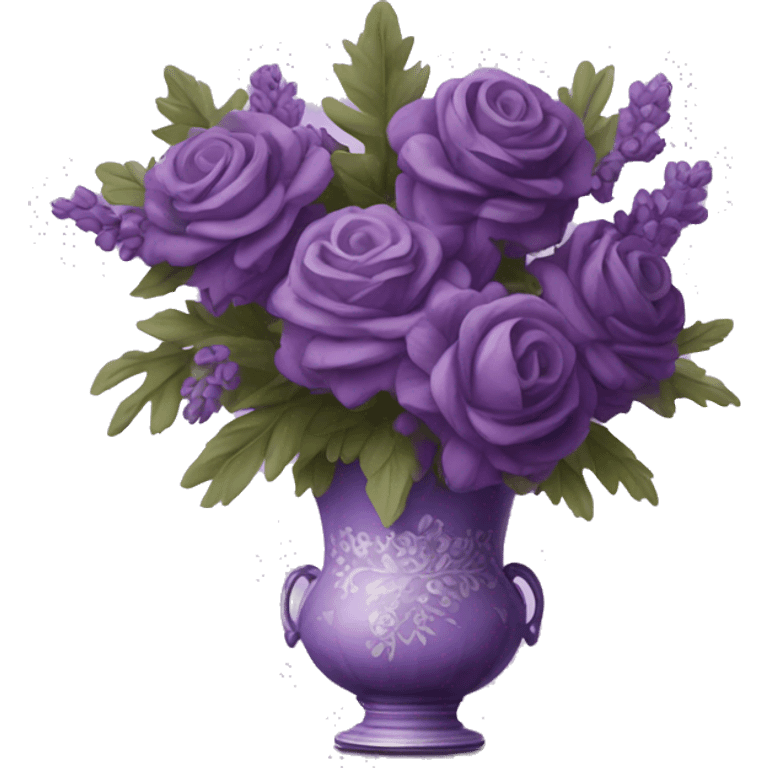 Purple bouquet in vintage vase emoji