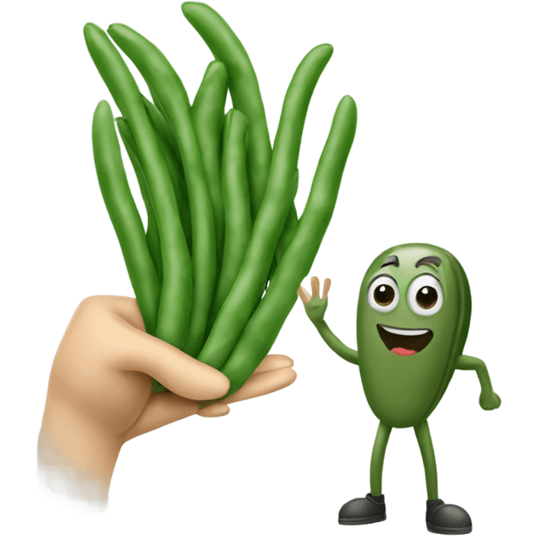 Green bean high five a sardine  emoji