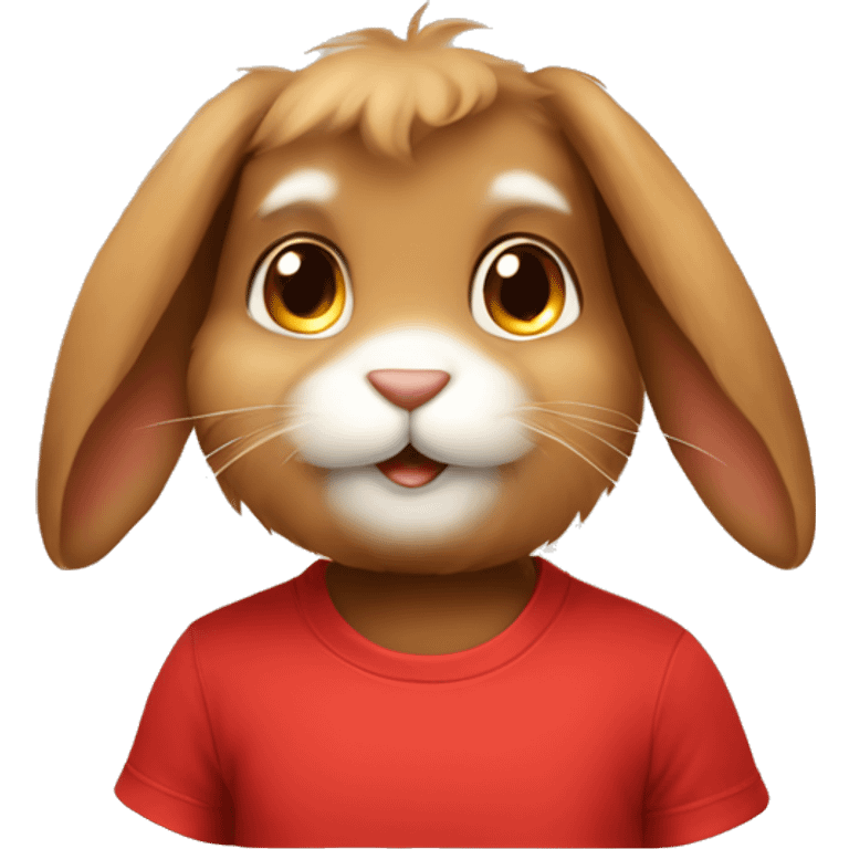 Cute feminine Fluffy brown rabbit wearing red tshirt  emoji