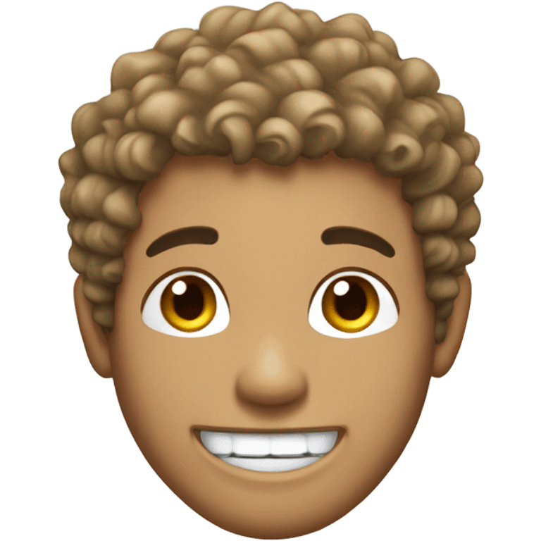 Light skin male with curly hair and ear studs. Make him smile and wink. Gift him grillz emoji