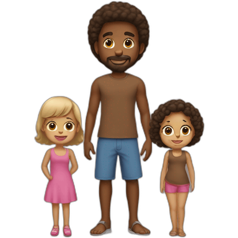 Whit family Brown haïr man woman babygirl emoji