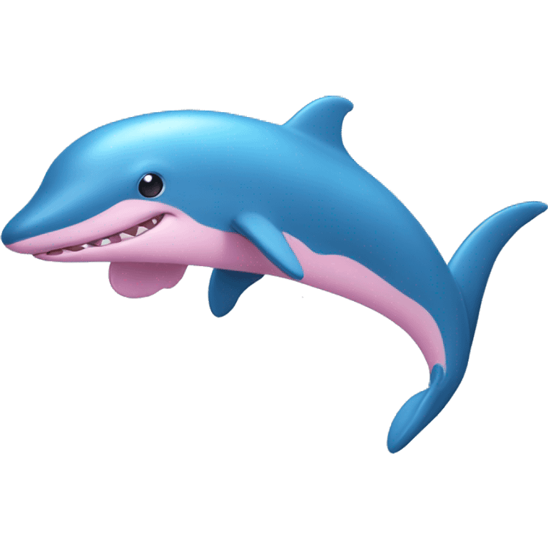 Pink dolphin on a blue shark emoji