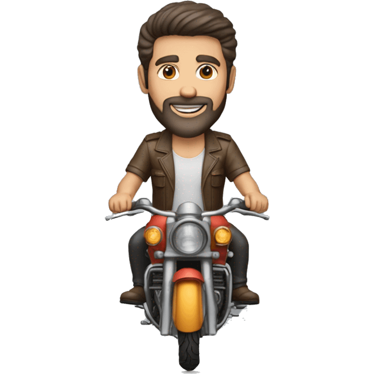 motociclista homem 40 anos, sem barba, meio gordinho, fazendo joia em cima de uma moto emoji