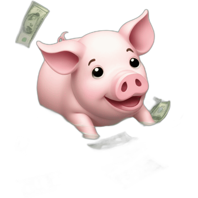 pig swimming in dollar bills emoji