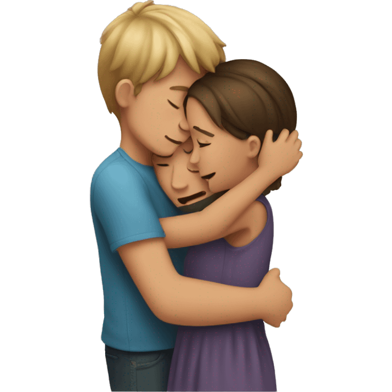  Boy crying and hugging girl emoji