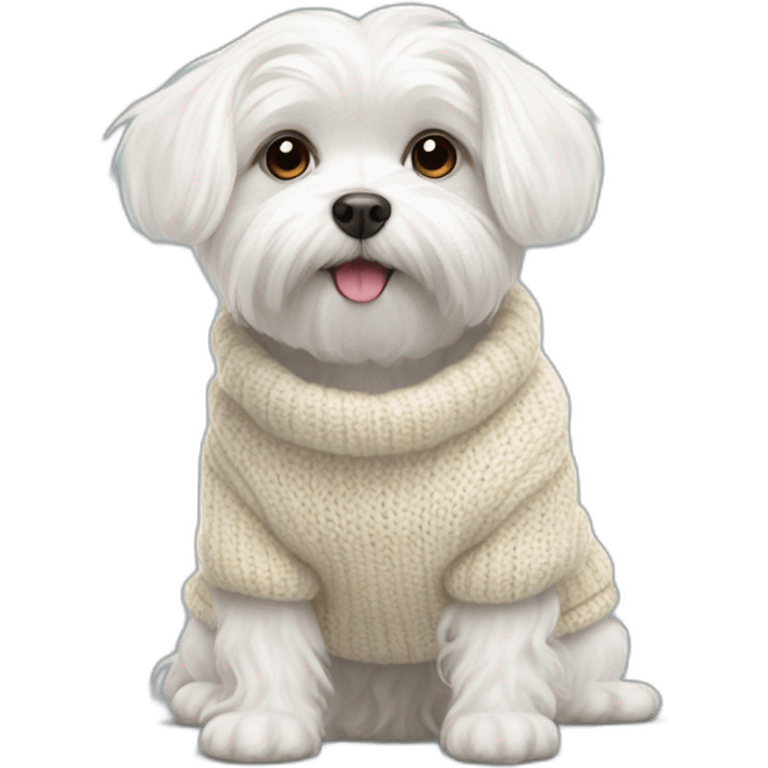 Maltese dog in warm sweater emoji