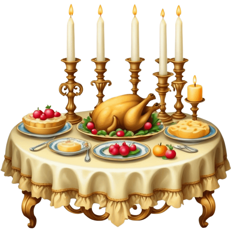 Table food rococo style with candles emoji