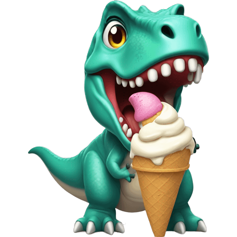 T-Rex crying eating ice cream emoji