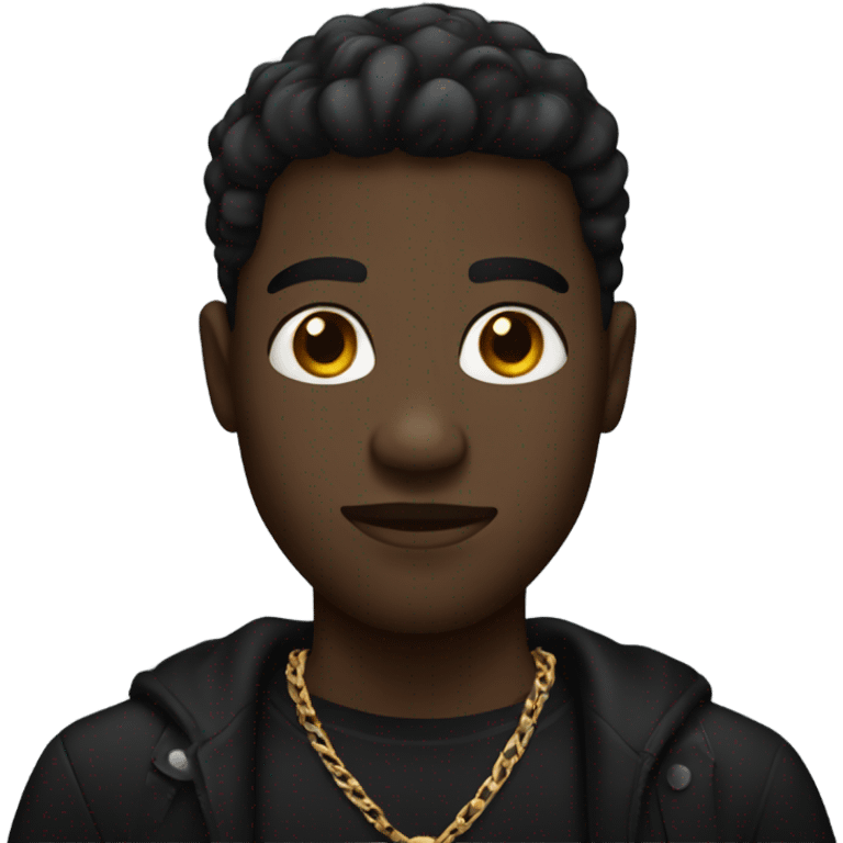 black guy in black clothes with a cross necklace  emoji