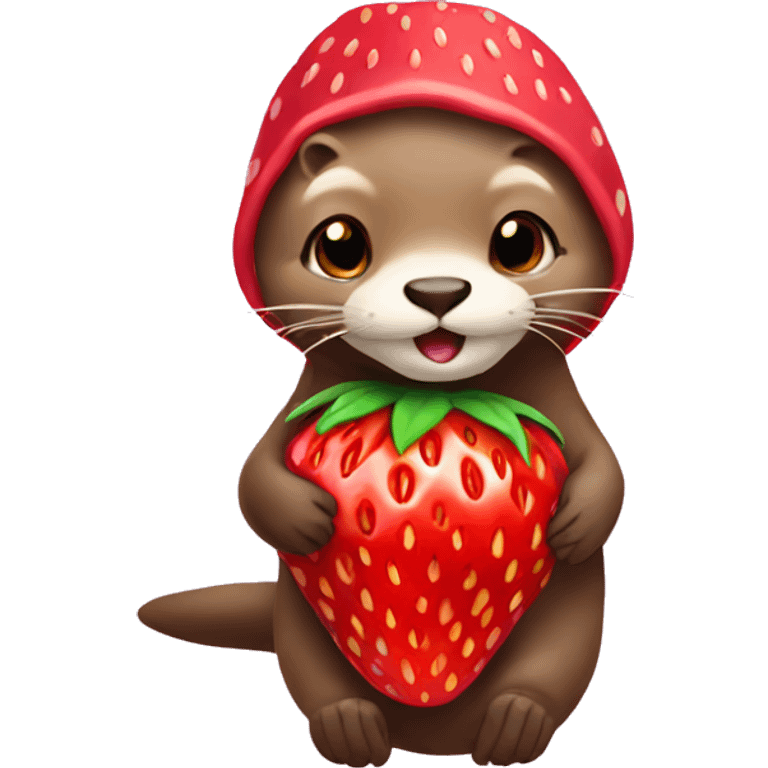 otter wearing strawberry costume emoji