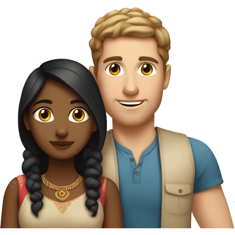 Indian girl in love with cute white guy emoji