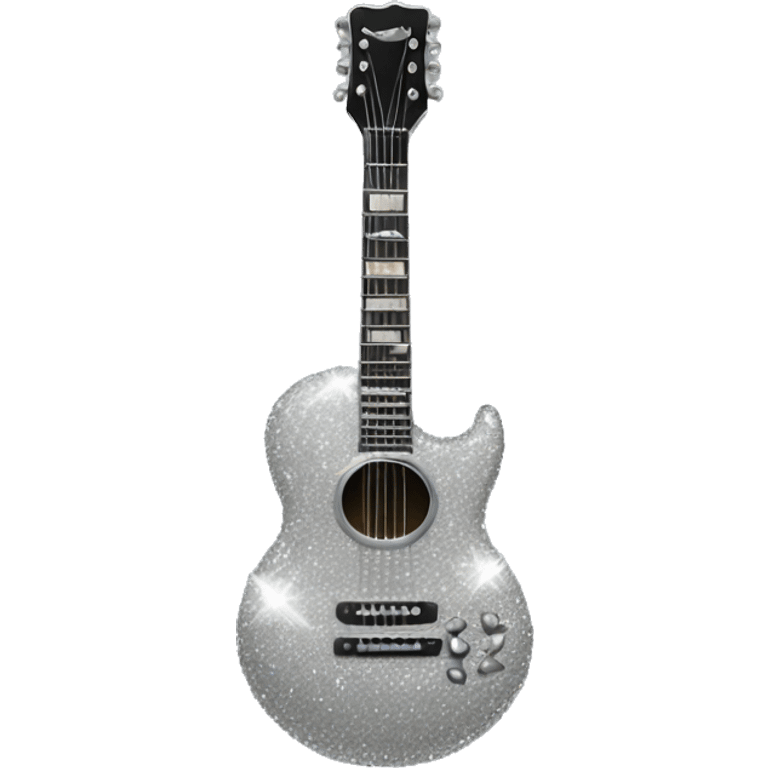 Silver sparkly guitar emoji