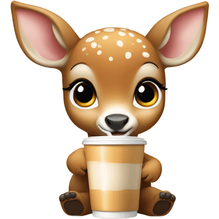 Baby deer drinking iced coffee emoji